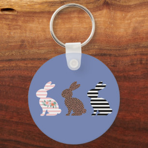 Happy Easter Cute Easter Leopard Bunny Rabbit Keychain