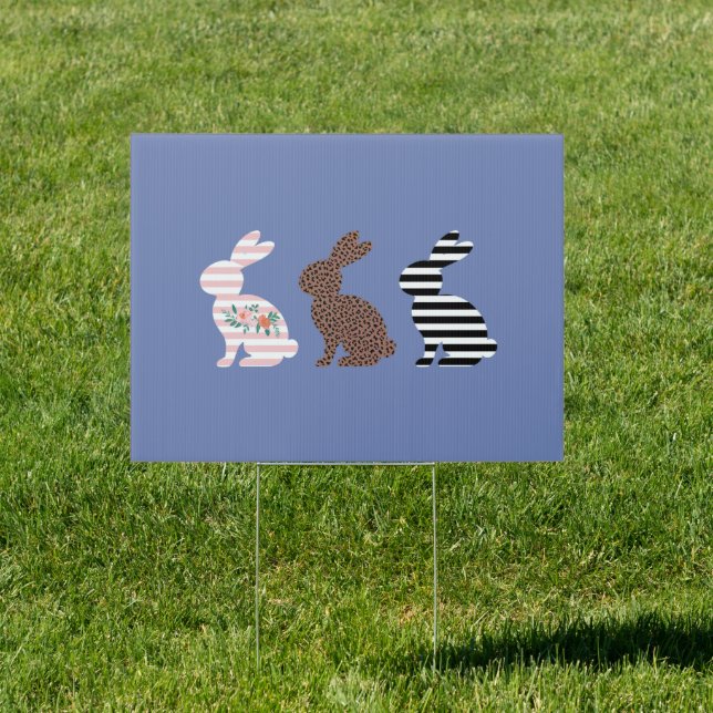 Happy Easter Cute Easter Leopard Bunny Rabbit  Sign (Insitu)