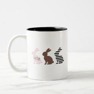 Happy Easter Cute Easter Leopard Bunny Rabbit Two-Tone Coffee Mug