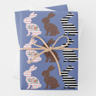 Happy Easter Cute Easter Leopard Bunny Rabbit  Wrapping Paper Sheets