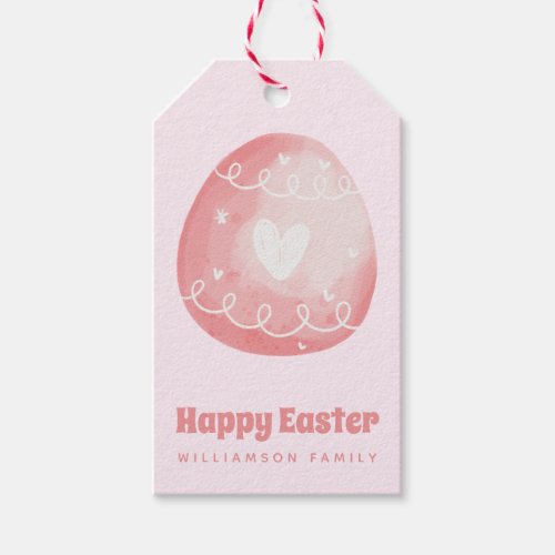 Happy Easter Cute Easter Pink Easter Egg  Gift Tags