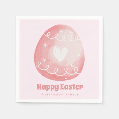 Happy Easter Cute Easter Pink Easter Egg Napkins