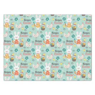 Happy Easter | Cute Easter Rabbits Pattern - Green