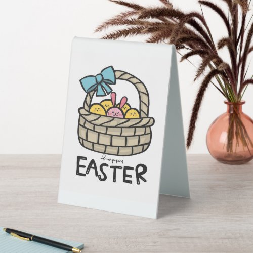 Happy Easter Cute Eggs Basket  Rabbit Bunny Eggs Table Tent Sign