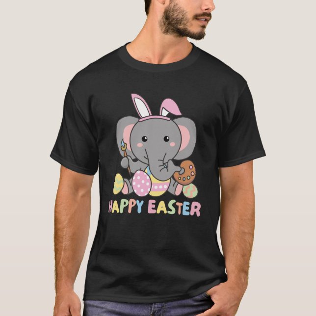 Happy Easter Cute Elephant For Easter With Easter  T-Shirt (Front)