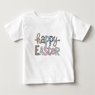 Happy Easter Cute Floral Bunny Spring Leopard Baby T-Shirt