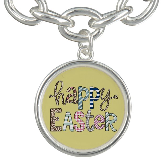 Happy Easter Cute Floral Bunny Spring Leopard Bracelet (Design)