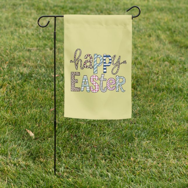 Happy Easter Cute Floral Bunny Spring Leopard Garden Flag (In SItu)