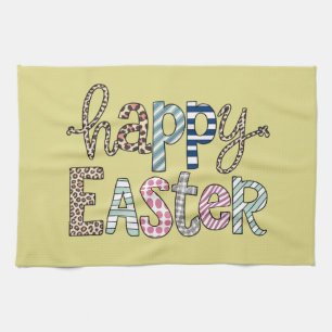 Happy Easter Cute Floral Bunny Spring Leopard Kitchen Towel