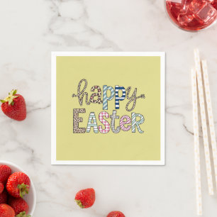 Happy Easter Cute Floral Bunny Spring Leopard Napkins