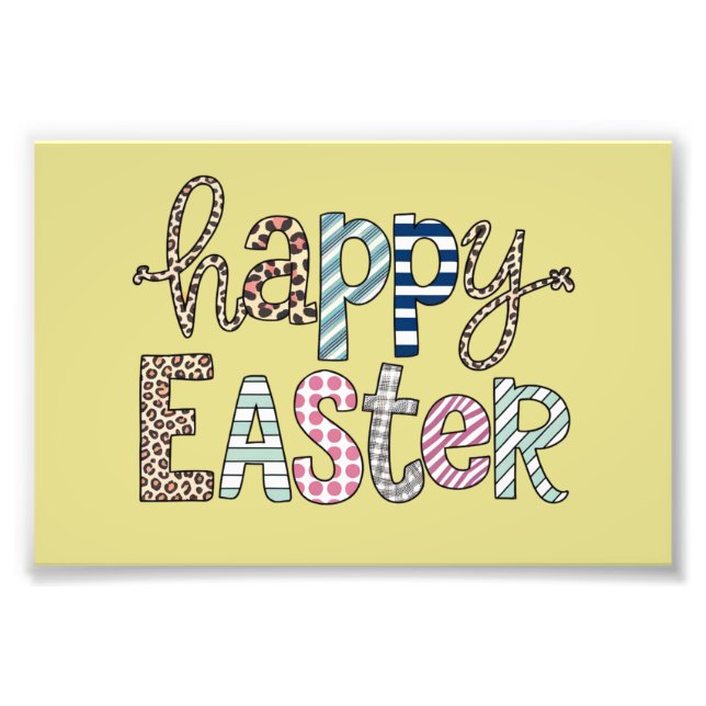 Happy Easter Cute Floral Bunny Spring Leopard Photo Print (Front)