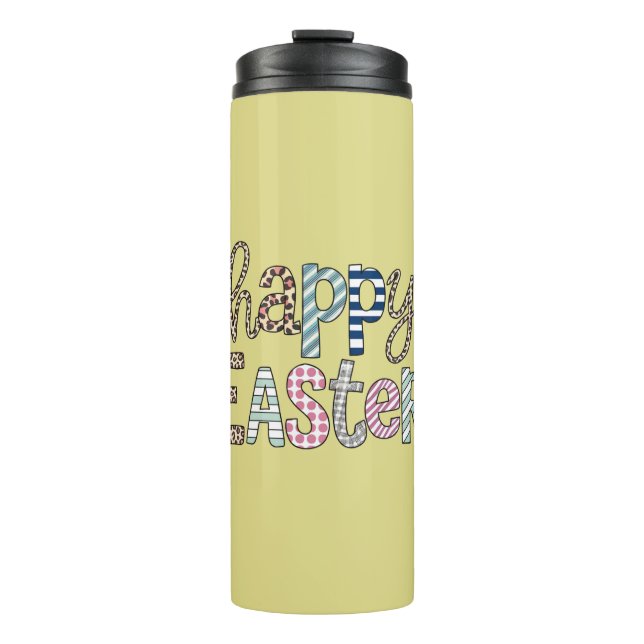 Happy Easter Cute Floral Bunny Spring Leopard Thermal Tumbler (Front)
