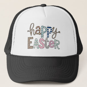 Happy Easter Cute Floral Bunny Spring Leopard Trucker Hat