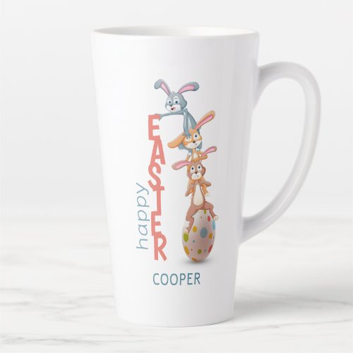 Happy Easter Cute Funny Modern Bunny Rabbit Egg Latte Mug