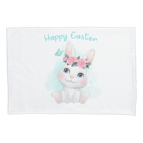Happy Easter â Cute Girls  Women Bunny Watercolor Pillow Case