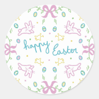 Happy Easter Cute Greeting  Classic Round Sticker