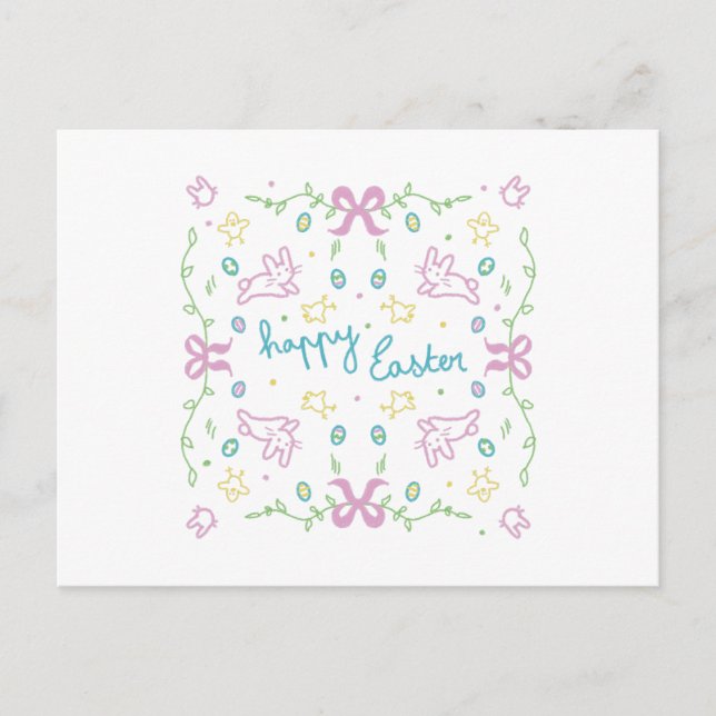 Happy Easter Cute Greeting  Holiday Postcard (Front)