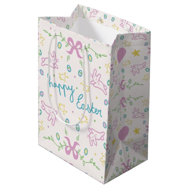 Happy Easter Cute Greeting Medium Gift Bag (Back Angled)