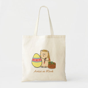 Happy Easter: Cute Hedgehog painting egg Tote Bag