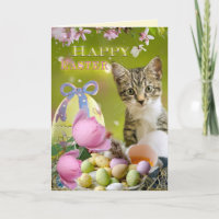 Happy Easter Cute Kitten Greeting Card
