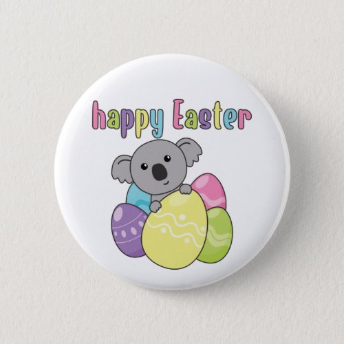 Happy Easter Cute Koala At Easter With Easter Eggs Button