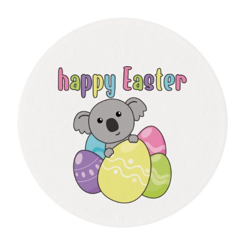 Happy Easter Cute Koala At Easter With Easter Eggs Edible Frosting Rounds
