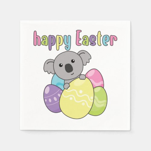 Happy Easter Cute Koala At Easter With Easter Eggs Napkins
