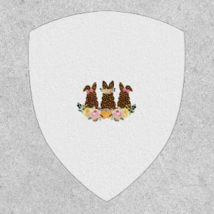 Happy Easter Cute Leopard Bunny Flower Rabbit East Patch