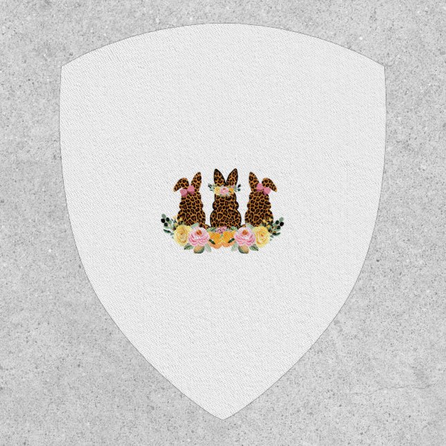 Happy Easter Cute Leopard Bunny Flower Rabbit East Patch (Front)