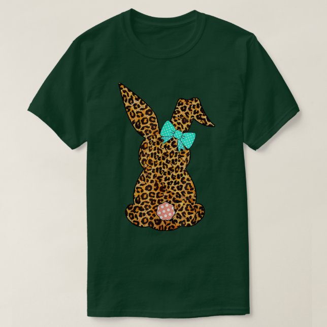 Happy Easter Cute Leopard Bunny Rabbit Women Funny T-Shirt (Design Front)