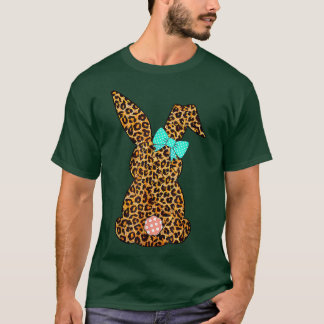 Happy Easter Cute Leopard Bunny Rabbit Women Funny T-Shirt