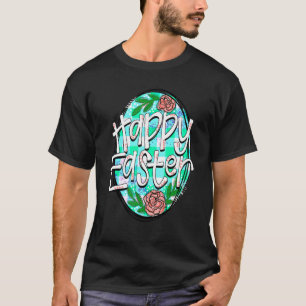 Happy Easter Cute Leopard Floral Easter Egg Hunt B T-Shirt