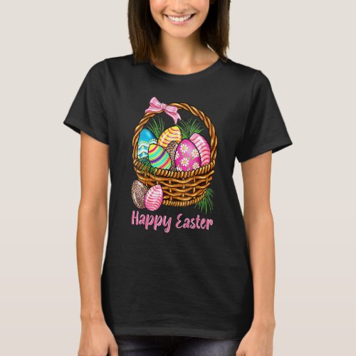 Happy Easter Cute Leopard Floral Egg Basket Christ T_Shirt