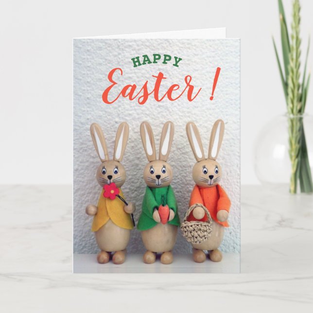 Happy Easter | Cute Little Easter Bunny Greeting Holiday Card (Front)