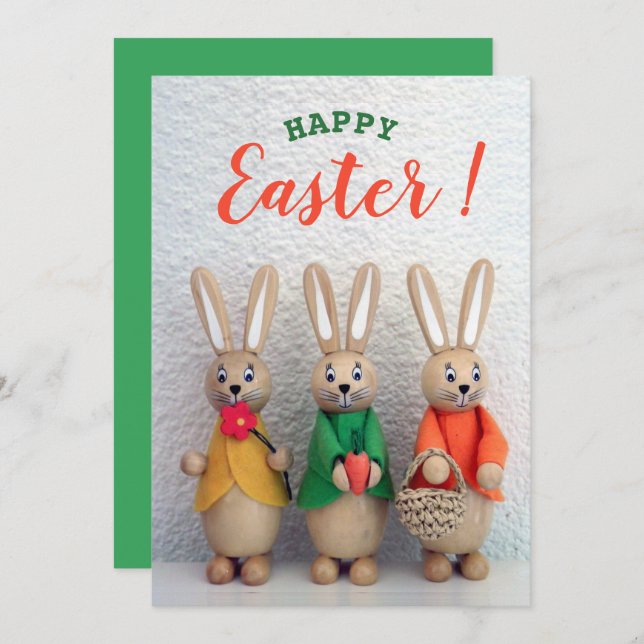 Happy Easter | Cute Little Easter Bunny Greeting Holiday Card (Front/Back)