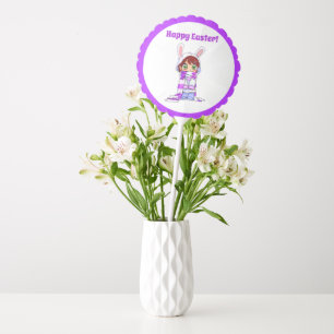 Happy Easter Cute Manga Bunny Girl Cartoon Balloon