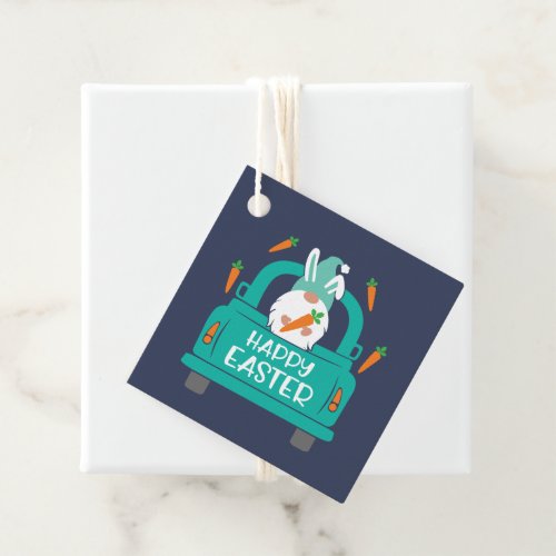 Happy Easter Cute Modern Gnome Truck Name Favor Tags