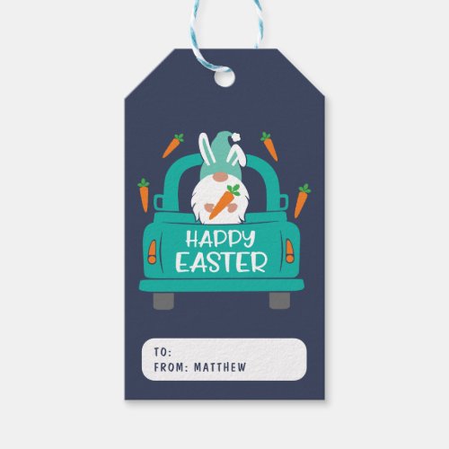 Happy Easter Cute Modern Gnome Truck Name Gift Tags