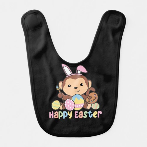 Happy Easter Cute Monkey At Easter With Easter Baby Bib