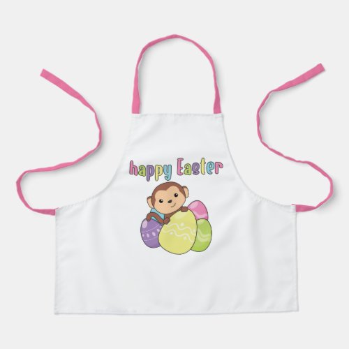Happy Easter Cute Monkey At Easter With Eastereggs Apron