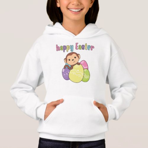 Happy Easter Cute Monkey At Easter With Eastereggs Hoodie