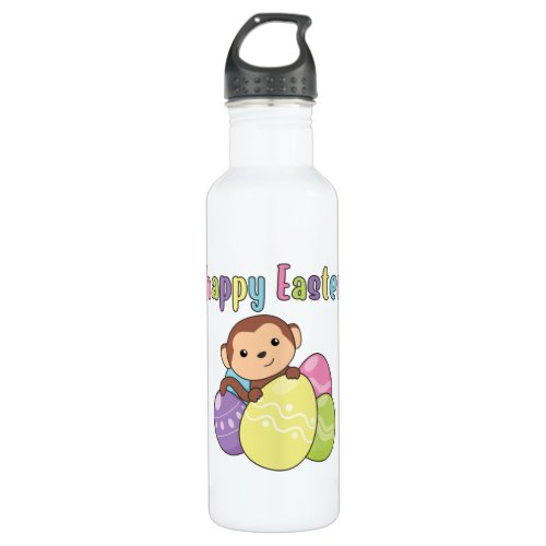 Happy Easter Cute Monkey At Easter With Eastereggs Stainless Steel Water Bottle