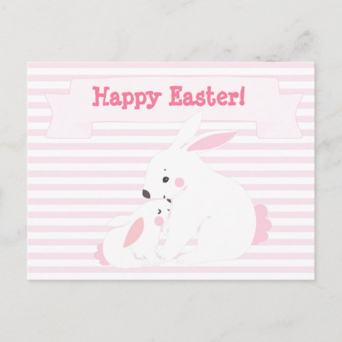 Happy Easter Cute Mother  Baby Bunny Postcard