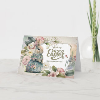 Happy Easter. Cute Old-Fashioned Bunny Holiday Card