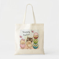Happy Easter Cute Owl Chicks | Holidays Tote Bag
