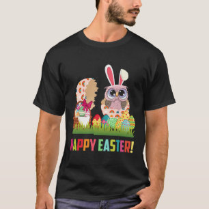 Happy Easter Cute Owl Wearing Bunny Ear Owl Lover T-Shirt