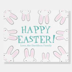 Happy Easter cute peeking bunnies personalized Foam Board