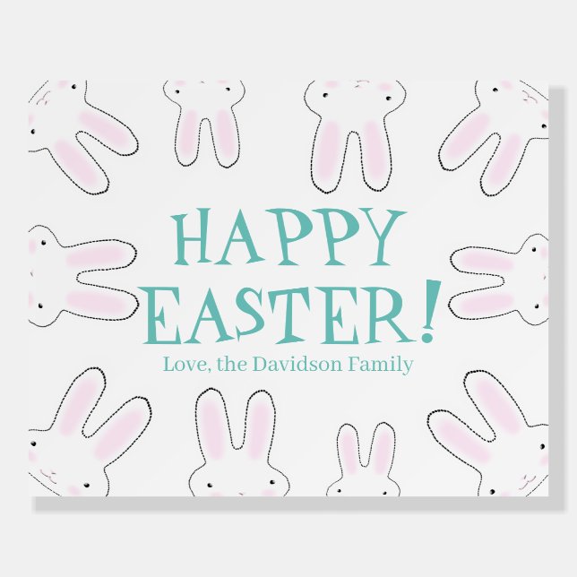 Happy Easter cute peeking bunnies personalized Foam Board (Front)