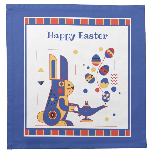 Happy Easter Cute Personalized Cloth Napkin (Front)