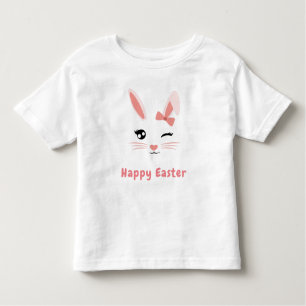 Happy Easter Cute Pink Bunny Face Toddler T-shirt